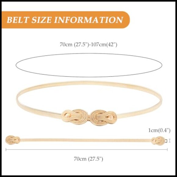 Metal Stretch Waist Skinny Belt with Knot Buckle main image 5